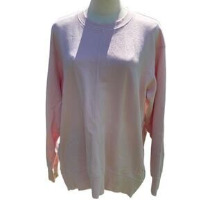 DKNY Sport Pink Crewneck Sweatshirt Back Pleated Side Zippers Womens Size L